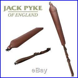 Jack Pyke Leather Rifle Sling Padded Shooting Hunting Brown with Sling Swivels