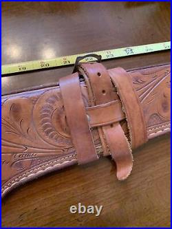 John Wayne HAND TOOLED LEATHER RIFLE WESTERN FLORAL 29 Scabbard Sling Case