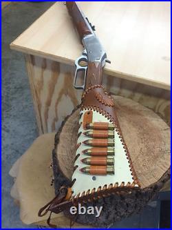 LEATHER GUN STOCK COVER/SHELL HOLDER Winchester Marlin Rossi Henry