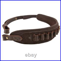 Leather Adjustable Cartridge Holder Sling, Hand Stitched Rifle Shoulder Sling