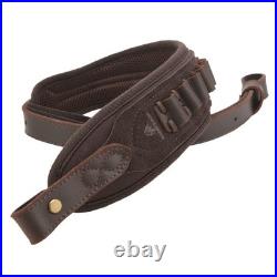 Leather Adjustable Cartridge Holder Sling, Hand Stitched Rifle Shoulder Sling