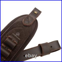 Leather Adjustable Cartridge Holder Sling, Hand Stitched Rifle Shoulder Sling