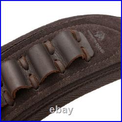 Leather Adjustable Cartridge Holder Sling, Hand Stitched Rifle Shoulder Sling