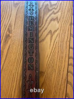 Leather Adjustable Rifle Sling Tooled Embossed REMINGTON