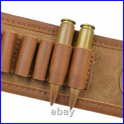 Leather Ammo Cartridge Shell Holder Rifle Gun Sling Carry Shoulder Strap Swivels
