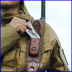 Leather Ammo Holder Rifle Sling with Pouch & Swivels Adjustable Gun Strap