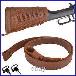 Leather Buttstock +1 wide Leather Rifle Sling Swivels. 308.357.22 12GA. 30/30