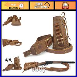 Leather Buttstock Shell Holder for. 30-06.45-70.357.410GA Hunting Cartridge