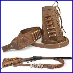 Leather Buttstock Shell Holder for. 30-06.45-70.357.410GA Hunting Cartridge