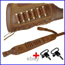 Leather Buttstock Shell Holder for. 30-06.45-70.357.410GA Hunting Cartridge