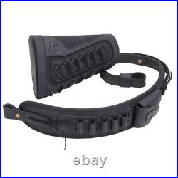 Leather Canvas Rifle Ammo Buttstock with Carry Sling Hunting Set for. 308.22 12GA