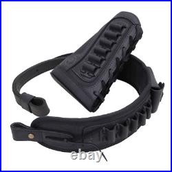 Leather Canvas Rifle Ammo Buttstock with Carry Sling Hunting Set for. 308.22 12GA