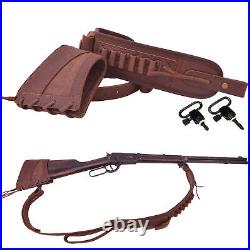 Leather Canvas Rifle Recoil Pad, Ammo Holder Sling + 2pcs Swivels for. 357.30-30