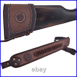 Leather Canvas Rifle/Shotgun Recoil Pad Buttstock with Sling for. 30/30.308 12GA