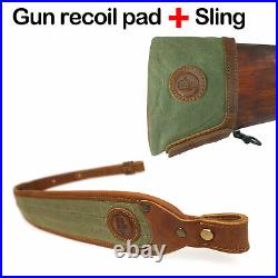 Leather Canvas Rifle Sling Matching Gun Recoil Pad Shotgun Buttstock, USA Local