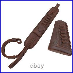 Leather Canvas Rifle/shotgun Cheek Rest Magazine Pouch + Ammo Sling Straps Combo