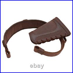 Leather Canvas Rifle/shotgun Cheek Rest Stock with Ammo Sling Straps Combo