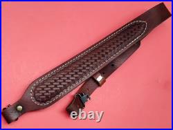 Leather Cobra White Stitch Basketweave Suede Back Sling QD Swivels fit Remington Leather Cobra White Stitch Basketweave Suede Back Sling QD Swivels fit Remington