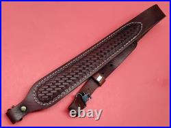 Leather Cobra White Stitch Basketweave Suede Back Sling QD Swivels fit Remington