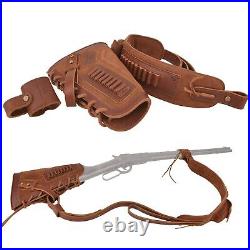 Leather Gun Buttstock Cheek Rest Pad with Matched Sling and Loops No Drill/N