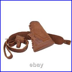 Leather Gun Buttstock Cheek Rest Pad with Matched Sling and Loops No Drill/N