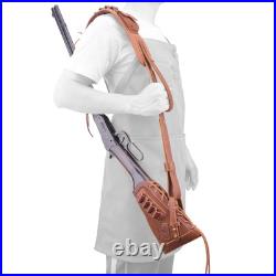 Leather Gun Buttstock Cheek Rest Pad with Matched Sling and Loops, No Drill/N