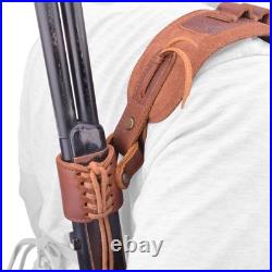 Leather Gun Buttstock Cheek Rest Pad with Matched Sling and Loops, No Drill/N