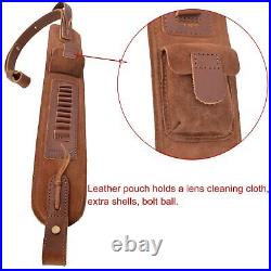 Leather Gun Buttstock Cheek Rest Pad with Matched Sling and Loops No Drill/N