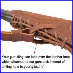 Leather Gun Buttstock Cheek Rest Pad with Matched Sling and Loops, No Drill/N