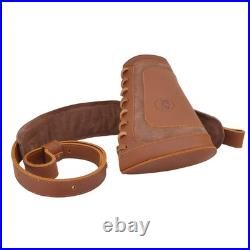 Leather Gun Shell Holder Buttstock with Matched Rifle Sling for. 30-06.30-30