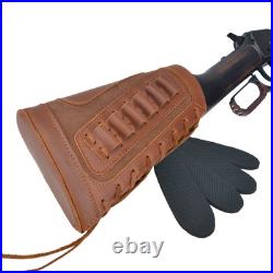 Leather Gun Shell Holder Buttstock with Matched Rifle Sling for. 30-06.30-30