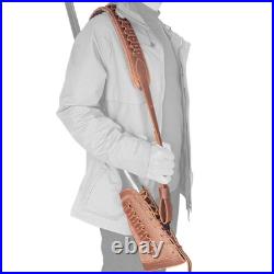 Leather Gun Shell Holder Buttstock with Matched Rifle Sling for. 30-06.30-30