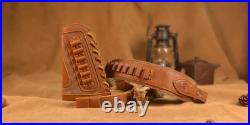 Leather Gun Shell Holder Buttstock with Matched Rifle Sling for. 30-06.30-30