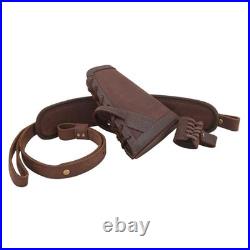Leather Gun Sling Loop Mount with Rifle Cheek Rest Shell Holder 357 30-30 45-70