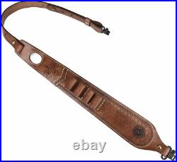 Leather Gun Sling for Shotgun with 12 Gauge Shell Ammo Holder and Swivels Leather Gun Sling for Shotgun with 12 Gauge Shell Ammo Holder and Swivels