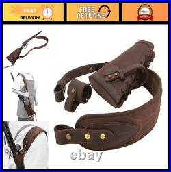 Leather Gun Sling with Cheek Rest & Shell Holder No Drill Loop Mount for Rifle