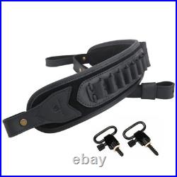 Leather Gun Sling with Shell Holder & Handle Strap for Hunting Rifles. 308.357
