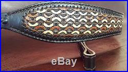 Leather Hand Tooled Master Weave Design Rifle Sling Choice of 2 Colors