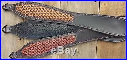 Leather Hand Tooled Rifle Sling Star Basket Weave Pattern choice of 3Colors