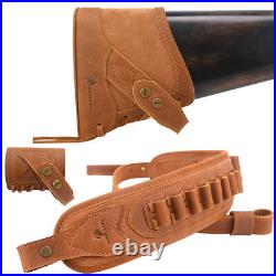 Leather Hunting Rifle Buttstock with Gun Sling for. 30/30.308.22MAG No Drill