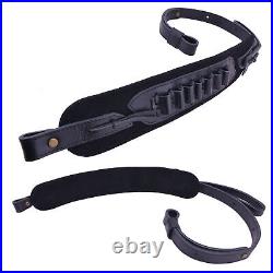 Leather Hunting Rifle Sling Shotgun Shell Holder Strap for. 308.30-30.22LR 12GA