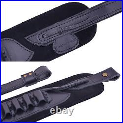 Leather Hunting Rifle Sling Shotgun Shell Holder Strap for. 308.30-30.22LR 12GA