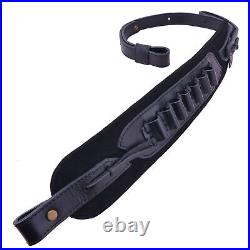 Leather Hunting Rifle Sling Shotgun Shell Holder Strap for. 308.30-30.22LR 12GA