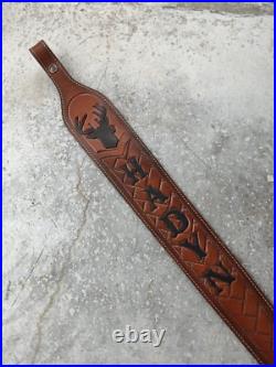 Leather Hunting Shotgun Rifle Sling Strap Groomsman Gift and Custom Name