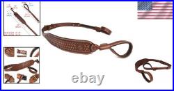 Leather No Drill Rifle Sling Adjustable 37.8 Inch Gun Strap for Hunting Shooting
