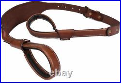 Leather No Drill Rifle Sling Adjustable 37.8 Inch Gun Strap for Hunting Shooting