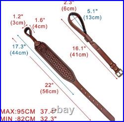 Leather No Drill Rifle Sling Adjustable 37.8 Inch Gun Strap for Hunting Shooting