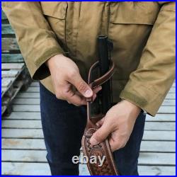 Leather No Drill Rifle Sling Adjustable 37.8 Inch Gun Strap for Hunting Shooting