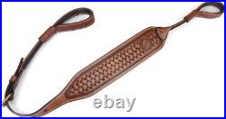 Leather No Drill Rifle Sling Adjustable 37.8 Inch Gun Strap for Hunting Shooting