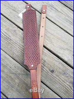 Leather Padded Gun Sling with Design Made in USA